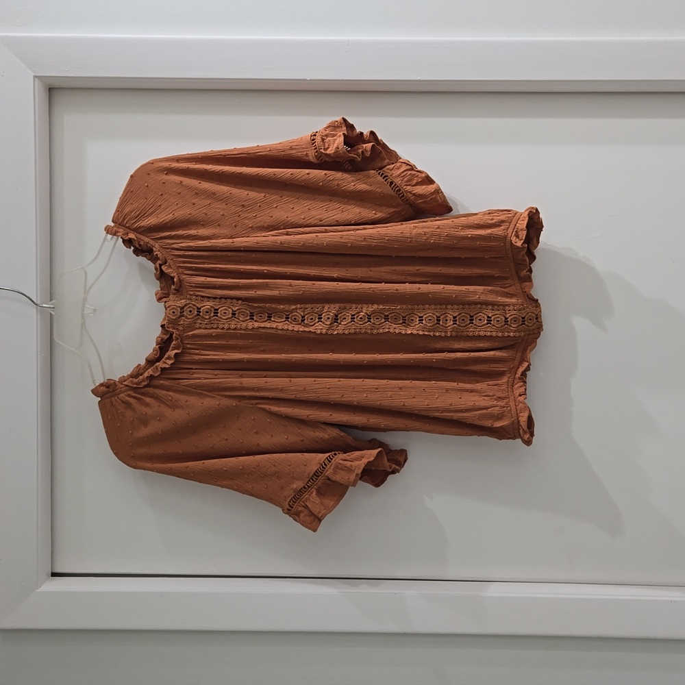 Brown Ruffled Top - Picture 3 of 8